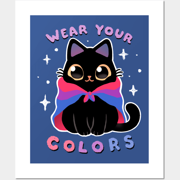 Bisexual LGBT Pride Cat - Kawaii Rainbow Kitty - Wear your colors Wall Art by BlancaVidal